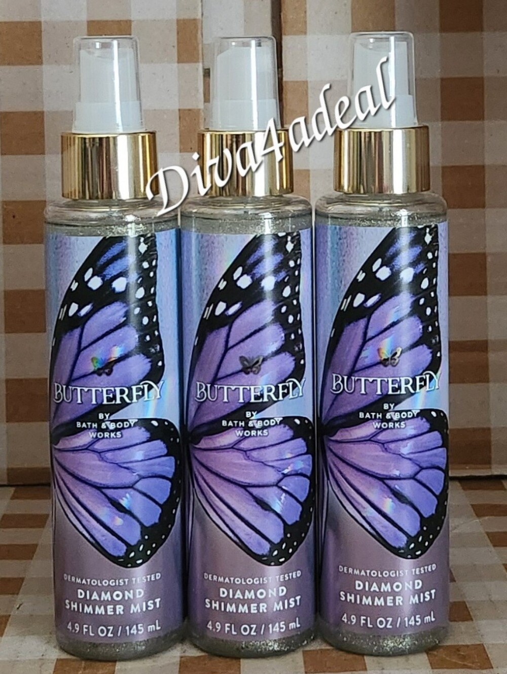 3X Bath & Body Works BUTTERFLY Diamond Shimmer Mist Spray Bundle